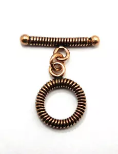 6 SET 15X26MM SOLID COPPER BALI TOGGLE CLASP ANTIQUE COPPER 575 DTH-139 - Picture 1 of 1
