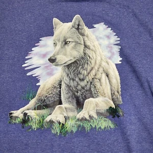 Wolf/Nature XXL  T-Shirt Single Stitch Made in USA Fashion Gear Blue Vintage 90s - Picture 1 of 10