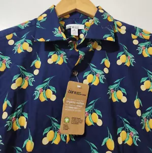 Bar III Camicia Uomo 15-15,5 Slim Elasticizzata Limone Stampa All Over Manica Lunga NUOVA - Foto 1 di 5