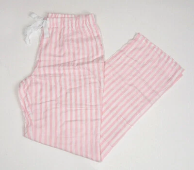 VICTORIA'S SECRET MUJER BLANCO ROSA RAYAS FRANELA BOLSILLOS PIJAMA PANTALÓN XL Corto Foto 1 de 2