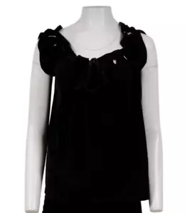 Balenciaga Le Dix Womens Vintage Lace Tie Top Size Small Black Blouse Cotton - Picture 1 of 14