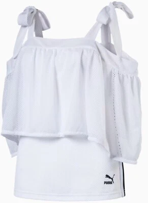 Camisa Top Puma Para Mujer XL Blanca Malla Forrada Activa Hombro Frío Corbata Correas Foto 1 de 4