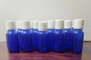 25ml Cobalt Blue Glass Essential Oil Bottle With White Cap Pack Of 20 - Picture 1 of 2