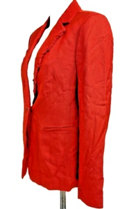 Blazer Banana Republic Corte Crudo Flecos Un Botón Talla 8 Naranja Quemado #309399 Nuevo con Etiquetas - Imagen 1 de 5