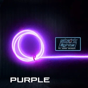 Neon LED Light Glow EL Wire + Control String Strip Rope Tube 3.2mm Thick PURPLE - Picture 1 of 5