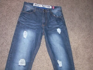 BEAT & RHYTHM premium denim Distressed dark wash Jeans 34x34 - Picture 1 of 6