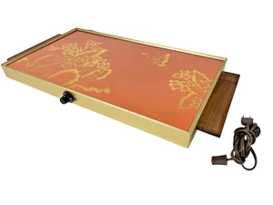 Vintage "Keep WARM" Red Warming Tray - Design Rare Color Floral 165w - WORKS - Picture 1 of 9