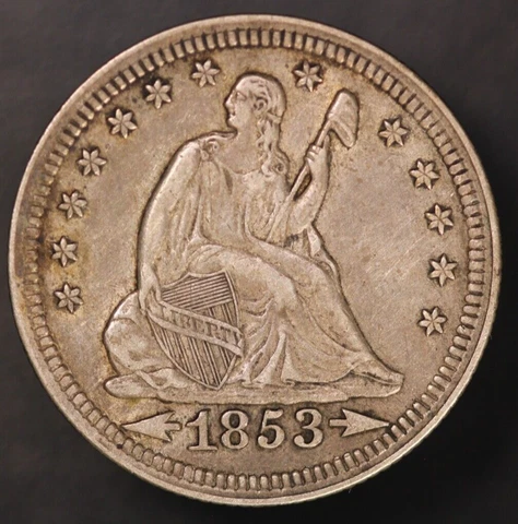 1853 LIBERTY SEATED QUARTER(ARROWS & RAYS) FRESH FROM AN OLD COLLECTION -AA-5064 Cover