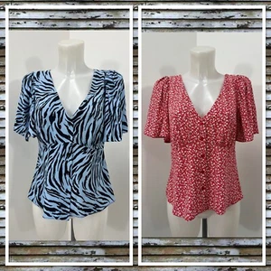 Ladies New Ex George Print Blouse In Two Colours Top Size 8 10 12 16 20 22 24 - Picture 1 of 29