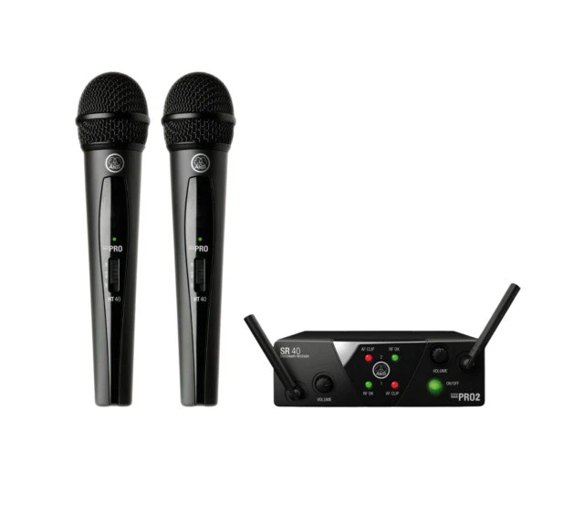 AKG Wms40 Mini Dual Vocal Set Wireless Microphone System 3350x00060 Us25b/d