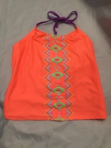 New Girl's Orange Circo Geometric Swim Tankini Top UPF 50+ Size L 10-12 - Picture 1 of 2