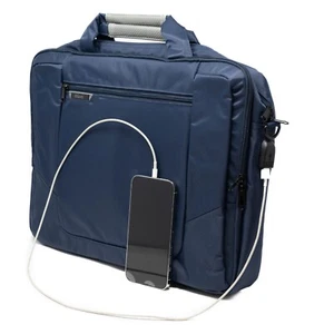 BIZEY Blue  Laptop Netbook Bag Shoulder Messenger Case Charging Port - Picture 1 of 11