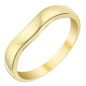 9 Karat Gelbgold gebogener Wunschknochenring Hochzeit Verlobungsring Damen 2,5 mm Band - Bild 1 von 4