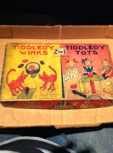 Vintage tiddledy winks & tiddledy tots "A Gold Medal Toy" - Rare Set -1940 w/box - Picture 1 of 7