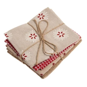 Trimits Fat Quarters Red/Natural 4 Pieces 54 x 45cm. Gingham love hearts Cotton - Picture 1 of 2
