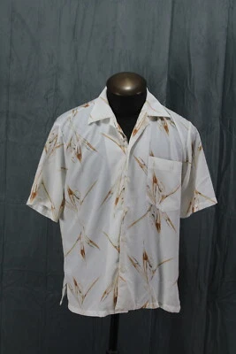 Camisa vintage con botones - patrón floral abstracto caramelo - grande para hombre Foto 1 de 4