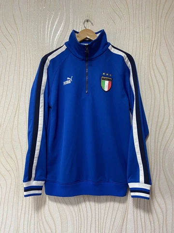 ITALY 2000s FOOTBALL SOCCER SWEATSHIRT PUMA sz S MEN VINTAGE 1/4 ZIP Cover