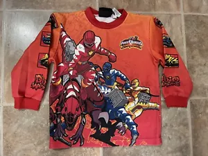 Vintage 2004 Power Rangers Dino Thunder Kids Long Sleeve Jersey T Shirt Size 5 6 - Picture 1 of 22
