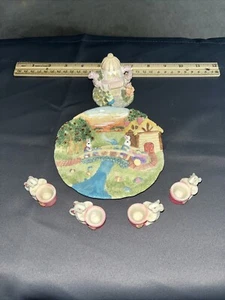 Vintage 1996 Popular Imports Mini Tea Set Easter Bunnies 5” - Picture 1 of 9