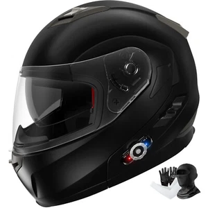 Casco de motocicleta Bluetooth modular abatible doble visera + auriculares intercomunicador FM DOT - Imagen 1 de 41