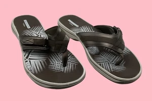 CLARKS Womens Breeze Sea Pewter & White Thong Sandals Size 9M - Picture 1 of 10