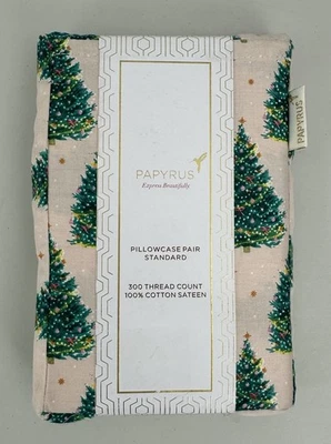 Papyrus Set of 2 Standard Pillowcases Christmas - Cute & Cozy Trees Blush Pink - Image 1 of 4