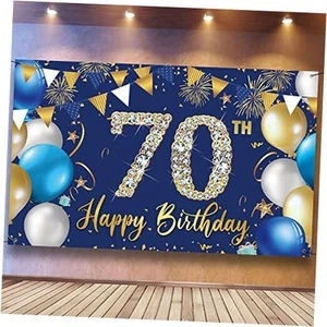 70th Birthday Decorations Backdrop Banner for Men, Happy 70th Birthday - Picture 1 of 7