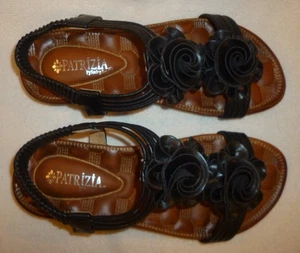 Patrizia Spring Step Nectarine Black Leather Flat Sandals EU 36 US 5.5 - 6 - Picture 1 of 10