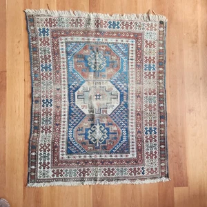 Vintage Antique  Carpet Rug Small Area 42 1/2 X 52 1/2 Inches. - Picture 1 of 13