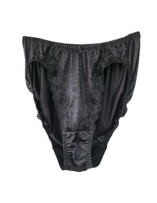 De Colección Para Mujer Panty Talla S Negro Líquido Satinado Corte Alto Encaje Lazo Gótico Coqueta  Foto 1 de 4