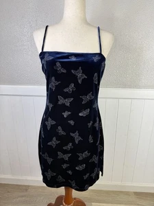 Vtg Y2K Butterfly Dress Fits M Velvet Whimsigoth Fairy Witchy Mystical Festival - Picture 1 of 9