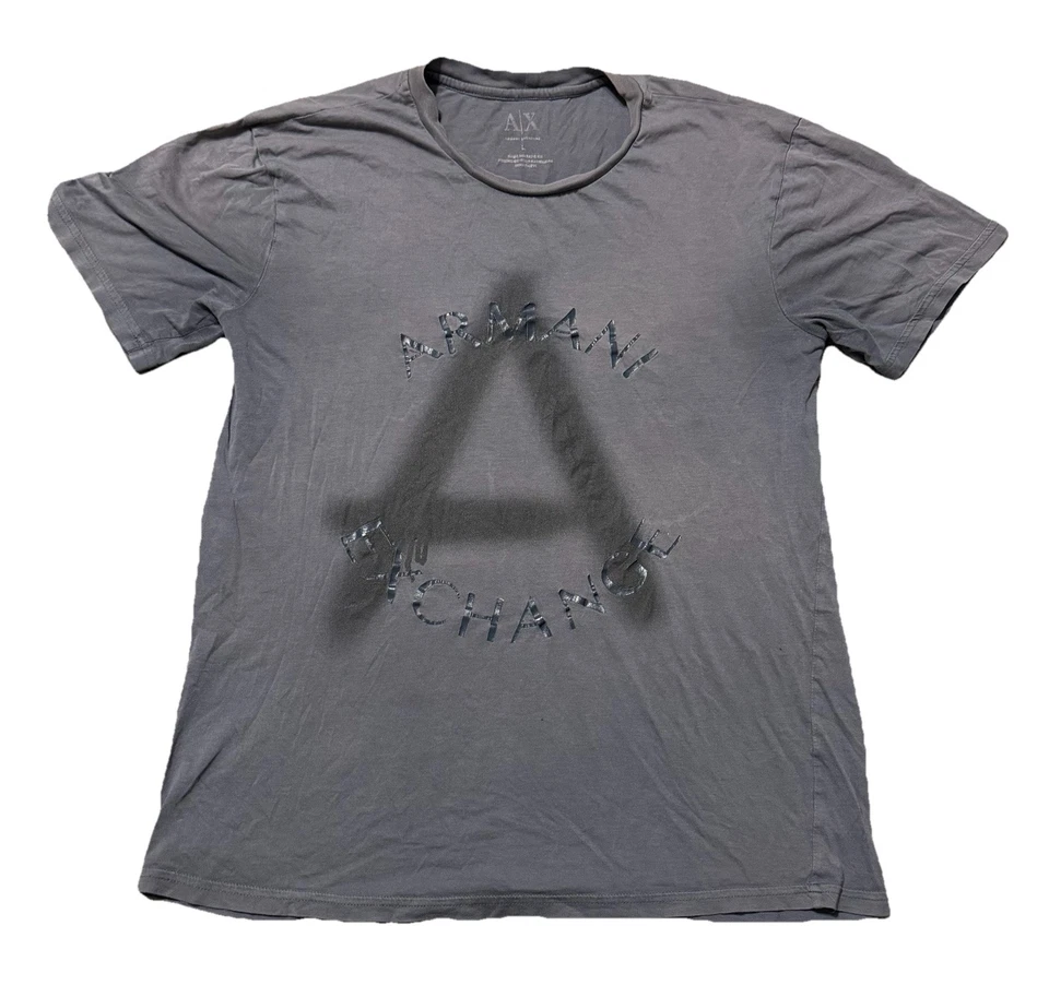 Camiseta para hombre Armani Exchange A|X gris gráfico logotipo delantero y trasero talla L Foto 1 de 4