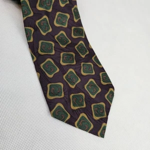 Polo Ralph Lauren handgefertigt in den USA 100 % Seide VINTAGE geometrisch weinrot Krawatte - Bild 1 von 9