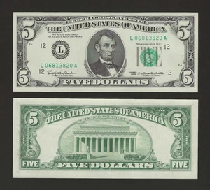 USA $5 Dollars 1963, Federal Reserve, Fr. 1967-L San Francisco, UNC CU, Scarce - Picture 1 of 1
