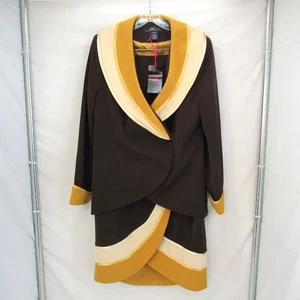 Maxi Falda y Blazer Doble Pecho Terciopelo Medianoche Marrón, Dorado y Crema Talla 12 - Imagen 1 de 12