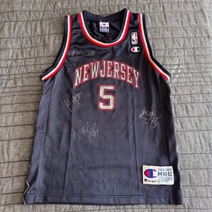 Signiertes Vintage Champion New Jersey Nets Jason Kidd Team Trikot Jugend Medium - Bild 1 von 15