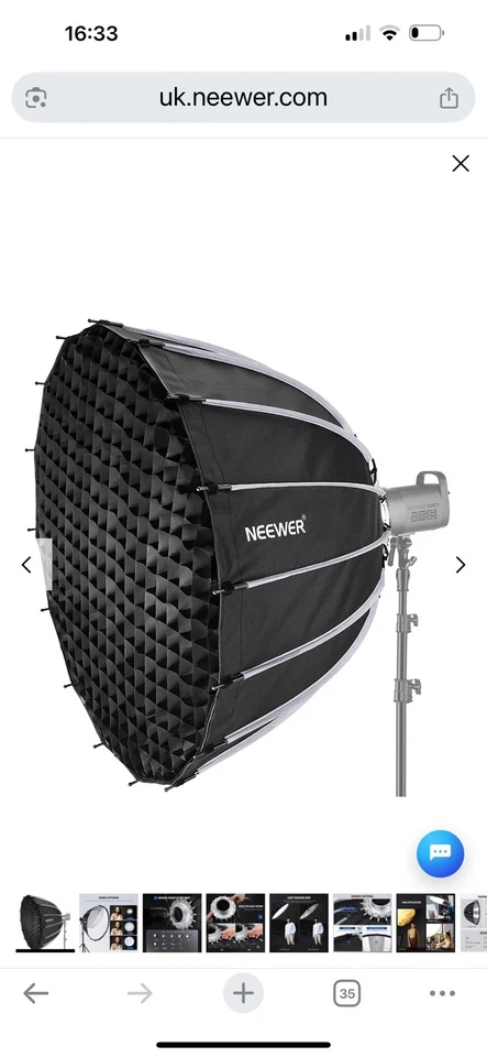 NEEWER 35.4"/90cm Parabolic Softbox Bowens Mount, Quick Release, 94 - Image 1 of 1