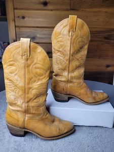 Texas Brand Cowboy Boots L244 Womens 7 M Brown Leather Western Embroidered - Picture 1 of 8