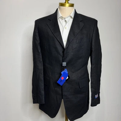 INSERCH Collection 黑色 100% 亚麻男式西装外套 38R — 第 1/4 张图片