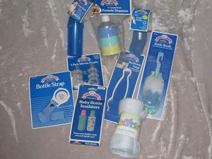 Baby Boy Blanket Bib Bottle Insulator Tongs Blue NEW! - Picture 1 of 10