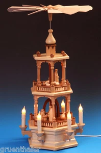 Pyramide 2 Stock elektrisch 57cm Erzgebirge Schalling Christi Geburt + Gratis - Bild 1 von 1