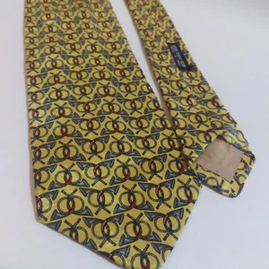 Brioni Tie French Horn Gold Mustard Yellow 100% Silk Made In Italy Career - Picture 1 of 6