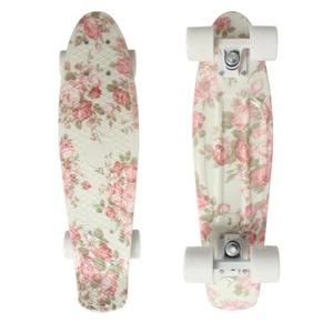 22 Cruiser Skateboard Penny Style Board Graphic Pink Floral Free Shipping - Picture 1 of 3