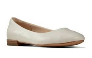 CLARKS WOMAN * FESTIVAL GOLD * ZAPATOS BAILARINA PLANOS BLANCOS DESLIZABLES UK 5.5 D - Imagen 1 de 5