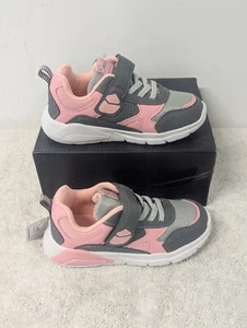 Size 10 Kids Enari Collection Toddler Sport Adjustable Strap Grey/Pink Sneakers - Picture 1 of 8