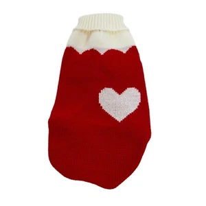Hundepullover Herz Grafik rot elfenbein S/M Acryl Stretch Rollkragen - Bild 1 von 8