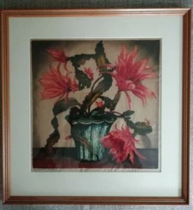 HUGO NOSKE 1886-1960 - ORIGINAL FLORAL LILY WOODCUT PRINT - CIRC 1920s/1930s - Picture 1 of 12
