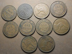 * MIXED PREDECIMAL PENNIES 10 VARIOUS DATES ALL DIFFERENT AVERAGE #ACE47 - Picture 1 of 6