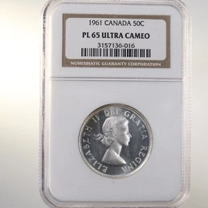 1961 Canada 50C NGC PL 65 Ultra Cameo - Picture 1 of 2