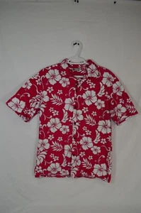 Aloha Republic Made in Hawaii Pink Hibiscus Floral Button up Shirt Adult Med T54 - Picture 1 of 4